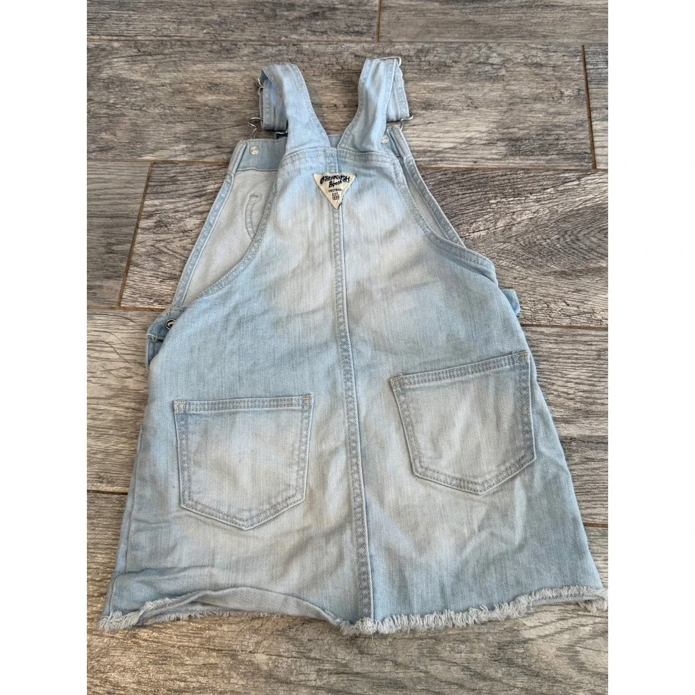 OshKosh B'gosh Denim Overall Dress‎ Skirt Kids 4T Heart Girls 4 Toddler Bibs